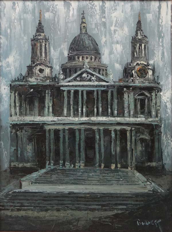 Burnett (Mid XX) Oil on canvas St. Paul's Cathedral, Lu: Burnett (Mid XX) Oil on canvas St. Paul's Cathedral, Ludgate Hill , London Signed lower right 23 1/4" x 17 1/3"