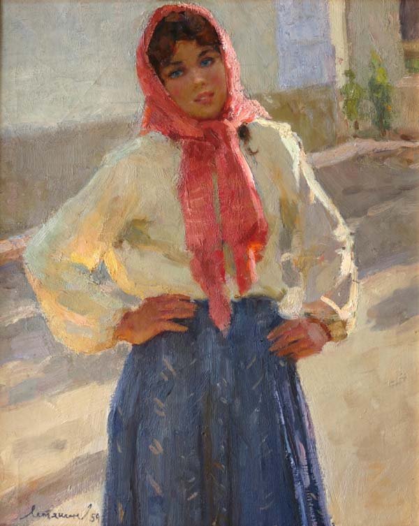 Viktor Fedorovitch Letyanin (1921-1997), Russian School: Viktor Fedorovitch Letyanin (1921-1997), Russian School Oil on canvas ' Young Ukrainian ' 1959 Signed lower-left 19 11/16" x 15 3/4"