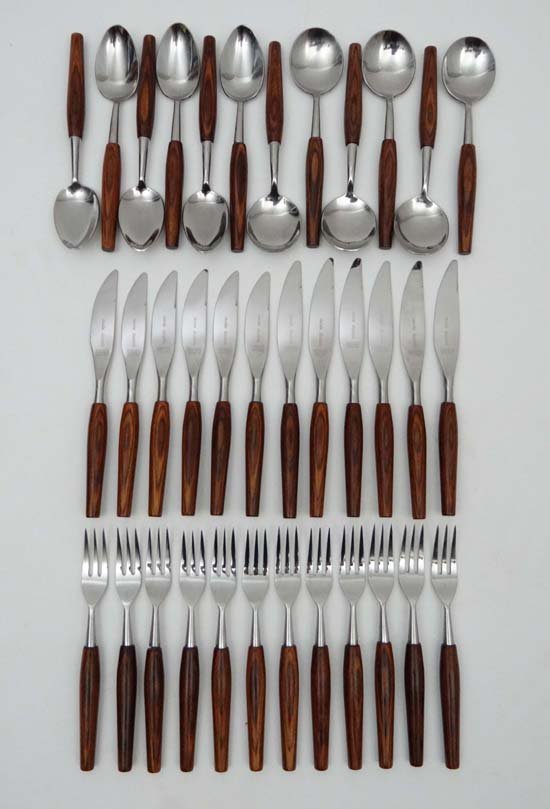 Vintage Retro : Mode Danish , a 12 place set of cutlery: Vintage Retro : Mode Danish , a 12 place set of cutlery to include, 12 forks, 12 knives, 6 spoons and 6 soup spoons.