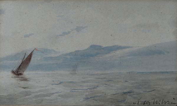 Robert Walter Weir (1803-1889) American Hudson River: Robert Walter Weir (1803-1889) American Hudson River School Watercolour ' Anchor Sheet ' ( Nautical : A source of aid in time of emergency or danger) a sail ship going to the aid of another before an