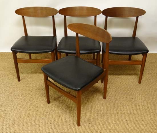 Vintage Retro : G-Plan E Gomme , a set of Kofud-Larsen: Vintage Retro : G-Plan E Gomme , a set of Kofud-Larsen designed four Scandinavian Modern New Danish Design Teak dining chairs ( no. 4507) with shaped back rail and four turned legs.