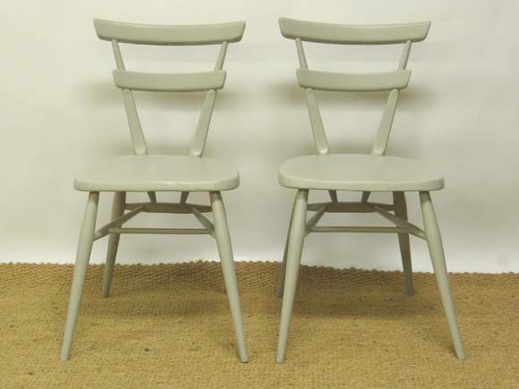 Vintage Retro : Ercol , a pair of Windsor Stacking chai: Vintage Retro : Ercol , a pair of Windsor Stacking chairs ( no. 461 ) painted in French grey, each 30. . 5 " high. £40 - 60