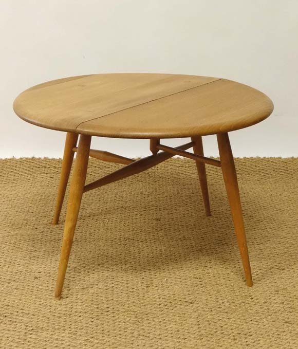 Vintage Retro : Ercol a half moon drop leaf occasional : Vintage Retro : Ercol a half moon drop leaf occasional table (model no. 308), in blonde Elm, 24" diameter 16" high £60 - 90