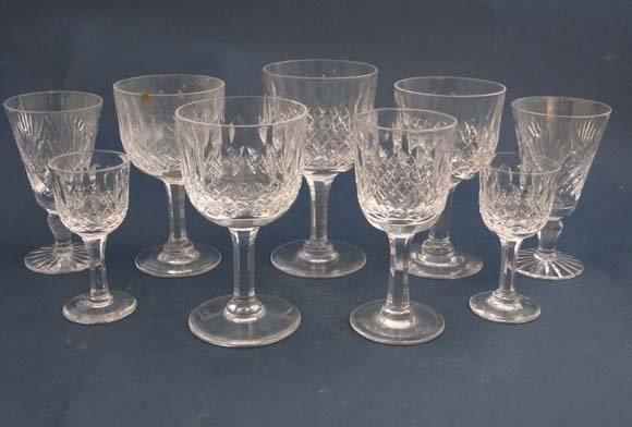 Thomas Webb etc - 9 assorted crystal pedestal glasses: Thomas Webb etc - 9 assorted crystal pedestal glasses tallest 5 1/8" high £20 - 30