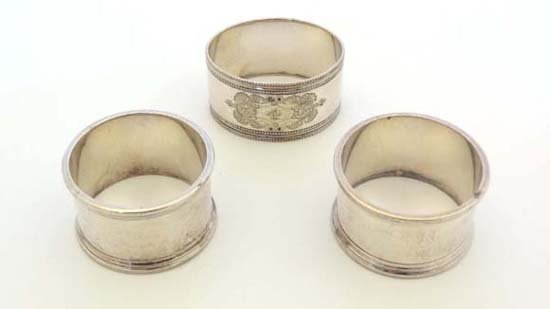 3 silver plate napkin rings £10 - 15: 3 silver plate napkin rings £10 - 15