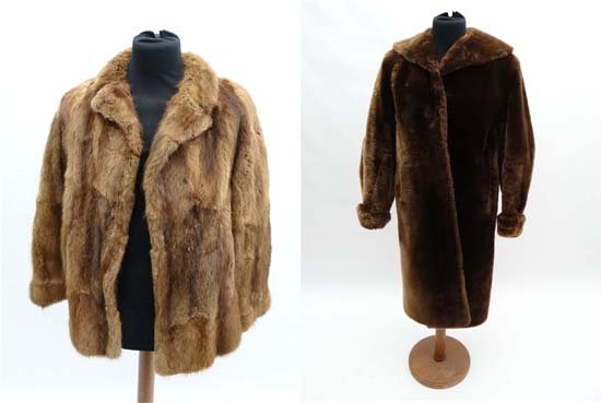 Vintage Retro Clothing: Beaver lamb fur coat circa: Vintage Retro Clothing: Beaver lamb fur coat circa 1960's calf length with dark brown lining + 1 other hip length mid brown fur coat (2) £40 - 60