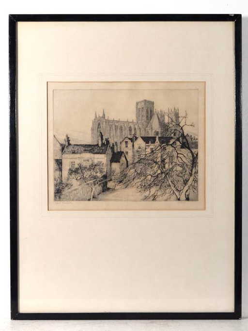 Margaret M Rudge (XIX-XX) Etching ' York Minster