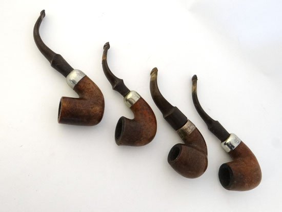 Pipe Smoking : Peterson's ( Kapp & Peterson Dublin and: Pipe Smoking : Peterson's ( Kapp & Peterson Dublin and London ) - 4 silver collared pipes, 2 marked 'Standard' the other 2 indistinctly marked. (4)
