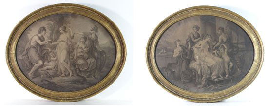 Francesco Bartolozzi (1727 - 1815), Pair of 18th C ova: Francesco Bartolozzi (1727 - 1815), Pair of 18th C oval stipple engravings "Venus Attired by the Graces", and "The Judgement of Paris" after Giovanni Battista Cipriani published by John Boydell, Detai