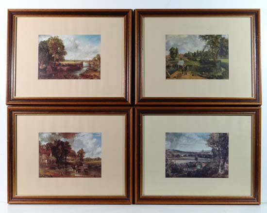 After John Constable (1776-1837) Four coloured prints ': After John Constable (1776-1837) Four coloured prints ' The Hay Wain ' ' The Vale of Dedham ' ' Flatford Mill ' ' A view on the Stour near Dedham ' Aperture of each 6 1/2 x 9" Please Note - Prospectiv