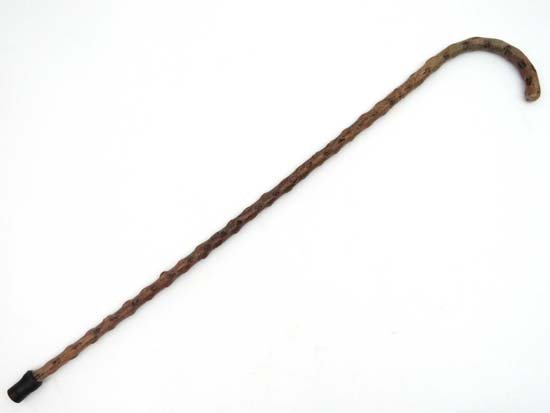 Walking Stick : A Briar wood walking stick with rubber: Walking Stick : A Briar wood walking stick with rubber end, 32 1/2" long £40 - 60