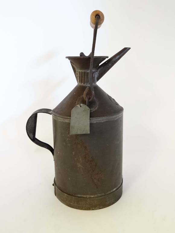 Automobilia : A labelled ' Bidons de Surete... ' marque: Automobilia : A labelled ' Bidons de Surete... ' marque de fabrique a robinet mobile loui pour hoiles minerales & essences ' A french oil / petrol pourer 14" high (handle up) Please Note - we do not m