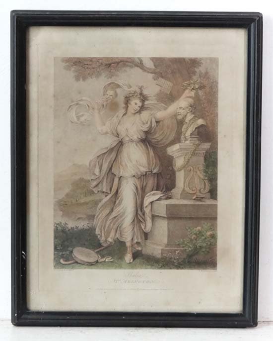 Francesco Bartolozzi (1725- 1815) after Richard Cosway: Francesco Bartolozzi (1725- 1815) after Richard Cosway (1742-1821) Sepia engaving ' Thalia , Mrs Abington ' Published 1783 by S. Watts Aperture 12 1/2 x 9 1/2" Please Note - we do not make reference t