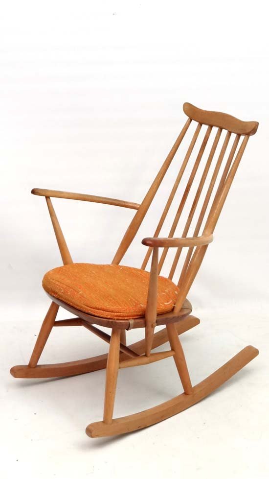 Vintage Retro : A British 1970's Ercol Blonde Elm: Vintage Retro : A British 1970's Ercol Blonde Elm Goldsmith Rocking chair no.435 ( part of the Windsor range and also known as a fireside chair ) standing 33 1/2" high £35 - 55