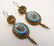 A pair of gilt metal drop earring set with Grand Tour