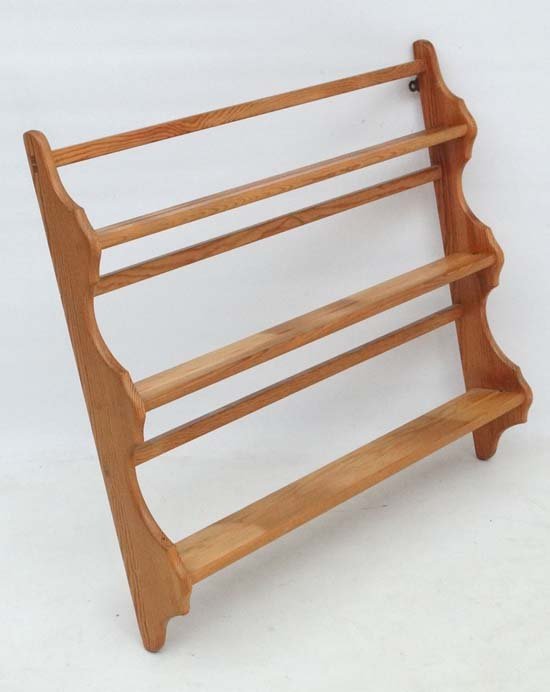 Vintage Retro : a British Ercol blonde Pine Line set of: Vintage Retro : a British Ercol blonde Pine Line set of open Triple wall shelves , 31 1/4" high x 32 3/4" wide.