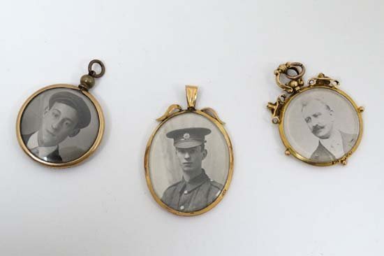 2 9ct gold locket pendants with glazed sections to (1 of 6)