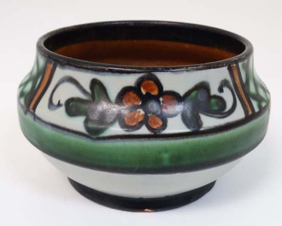Retro ceramics: A c1920's/30s Upsala-Ekeby, Sweden: Retro ceramics: A c1920's/30s Upsala-Ekeby, Sweden signed pot, number 1652. 3'' high.