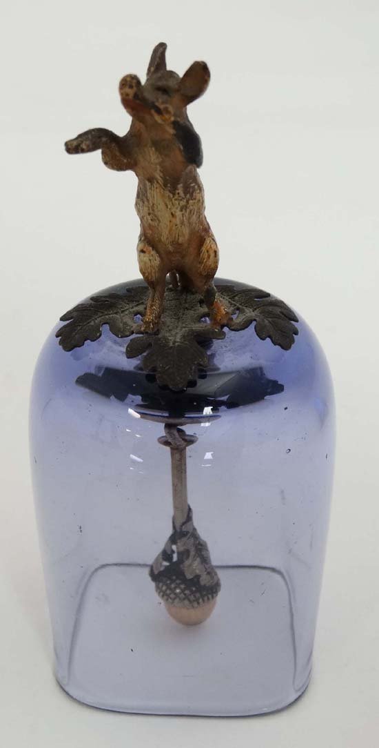 A c.1900 Vienna cold painted bronze mounted glass bell  (1 of 6)