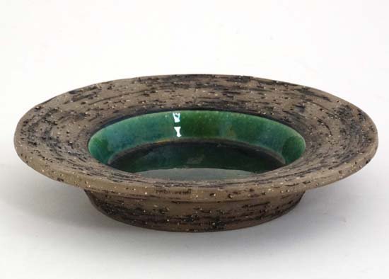 Vintage Retro : an Upsala Ekeby , Sweden stoneware dish: Vintage Retro : an Upsala Ekeby , Sweden stoneware dish by Bruno Lindeman or Britt Philipson , signed and numbered to base, 7 5/8'' diameter.