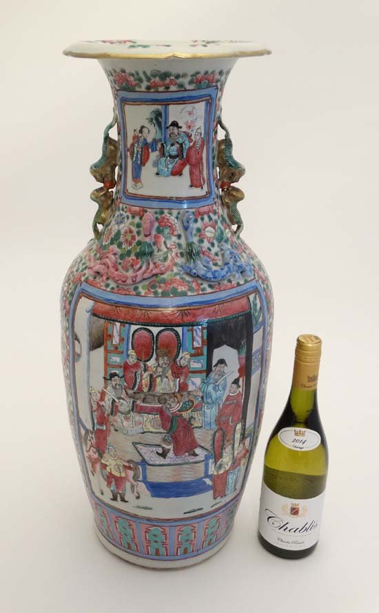 A large late 19thC Chinese Cantonese style famille rose (1 of 5)