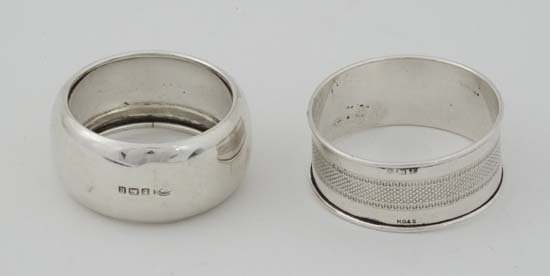 2 silver napkin rings, one hallmarked William M Hayes B (1 of 4)
