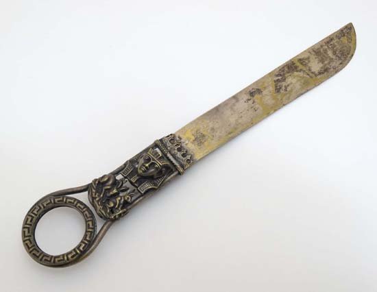 A c.1900 Egyptian Revival nickel plate and brass (1 of 3)