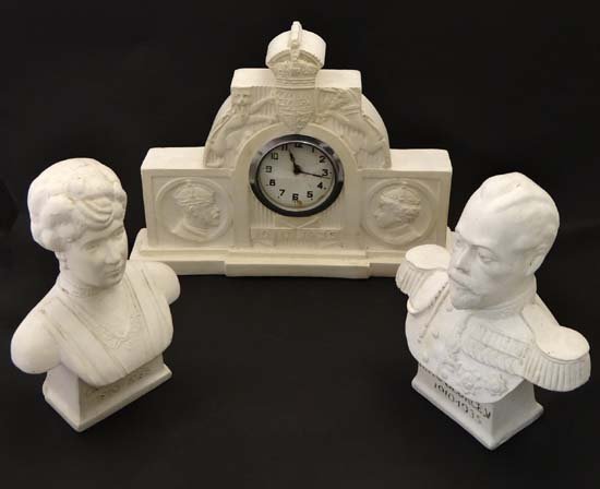 Commemorative Geo V clock : a plaster clock and (1 of 10)