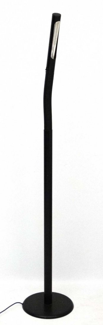 Vintage Retro : A Danish LYFA Gulvlampe E140 /: Vintage Retro : A Danish LYFA Gulvlampe E140 / Bordlampe P140 ( standard / reading lamp) having a fluorescent 11 watt bulb in black livery on a circular base, approximately 55'' high