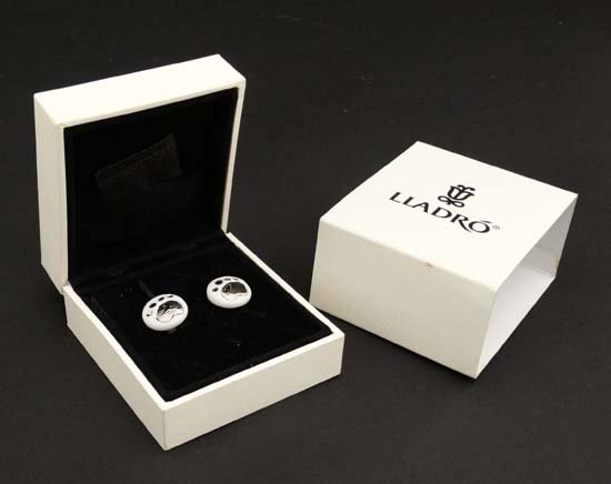 A boxed pair of Lladro porcelain bear paw cufflinks, (1 of 4)