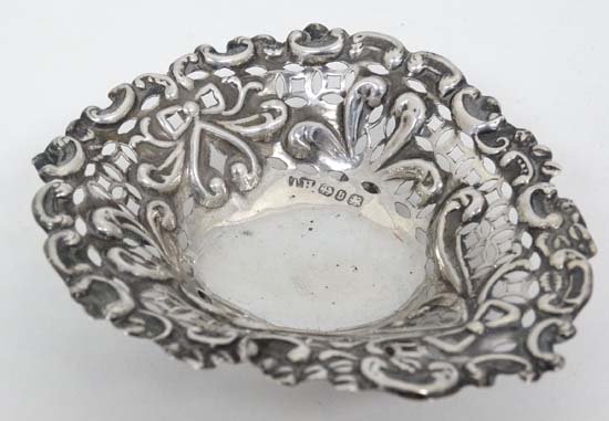 A Victorian silver heart shaped bon bon dish with (1 of 4)