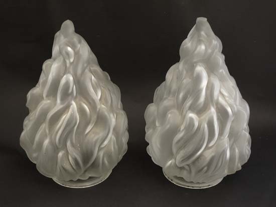 Two late 19thC / early 20thC frosted glass lamp shades (1 of 4)