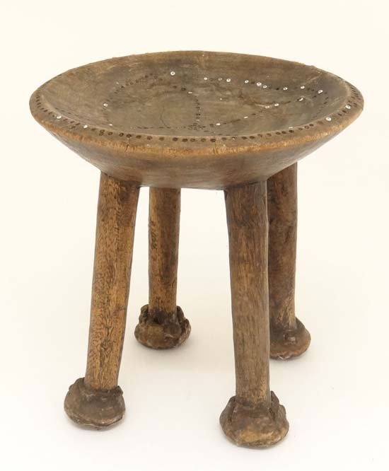 Ethnographica : A native tribal carved wooden four (1 of 5)