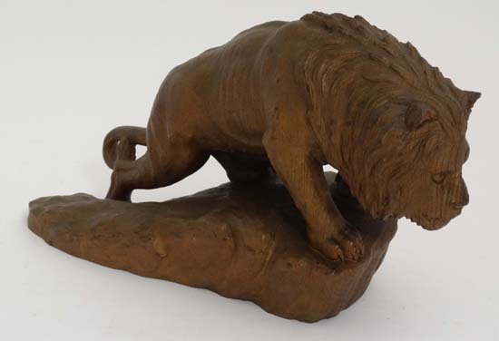 An early - mid 20thC gilded carved wooden model  of a (1 of 5)