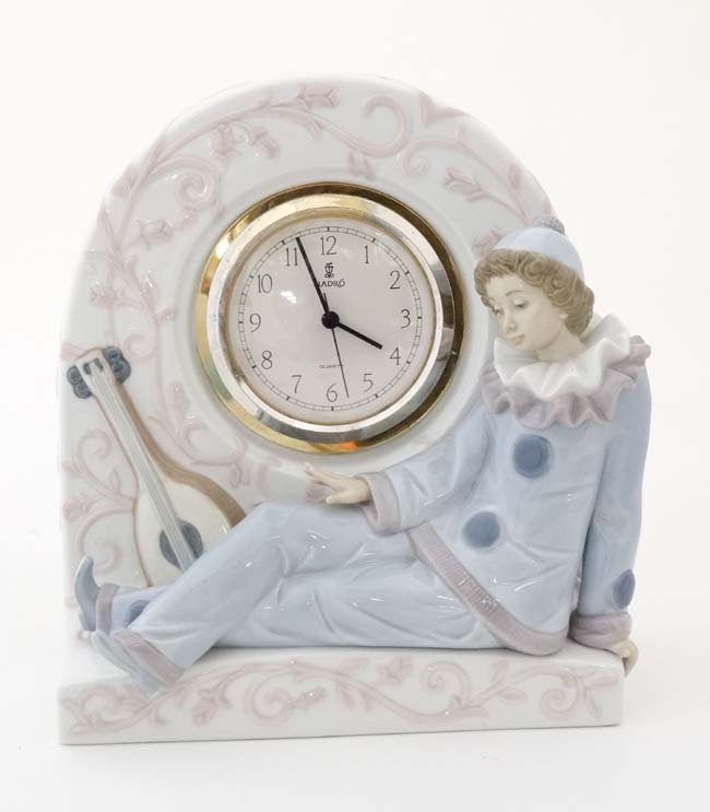 A Lladro clock '' Pierrot '' modelled as a clown with (1 of 4)