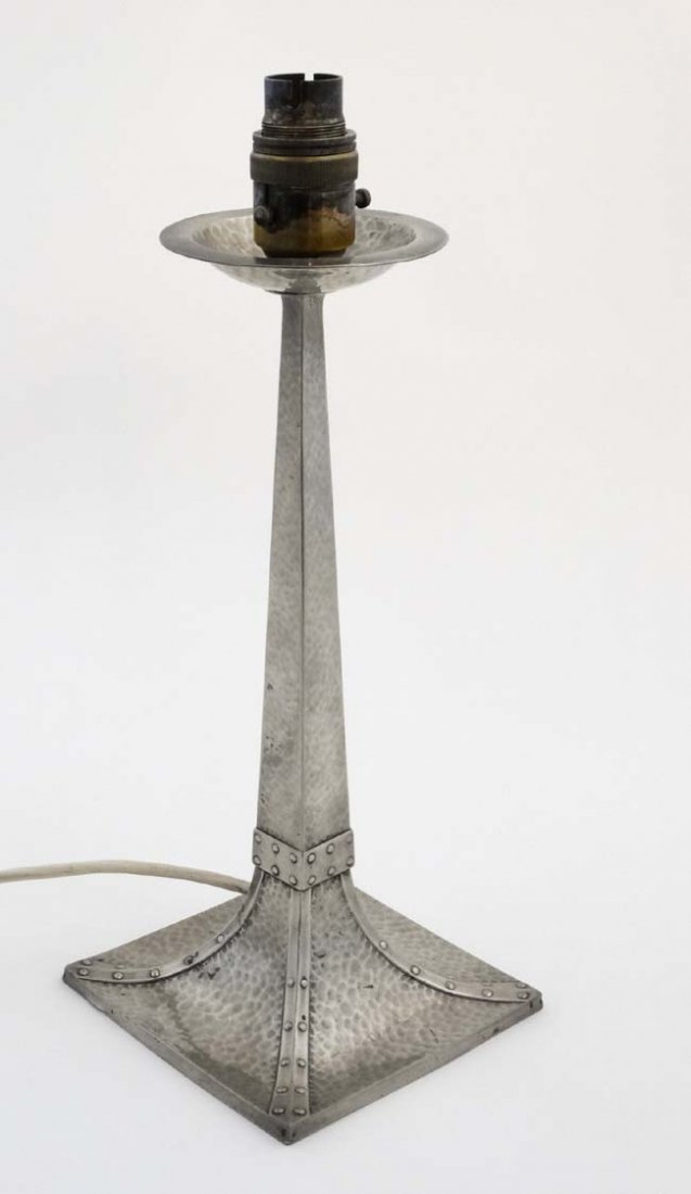 James Dixon & Sons. A planished pewter square based (1 of 5)