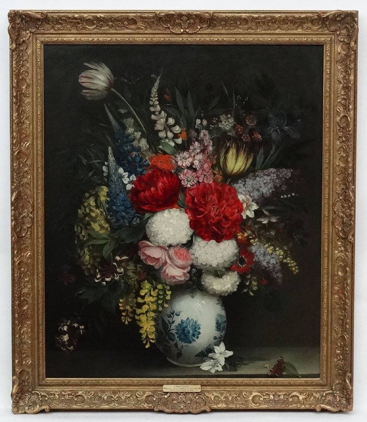 Thomas Henry Gregg (Fl. 1824-1872), Oil on canvas,: Thomas Henry Gregg (Fl. 1824-1872), Oil on canvas, Still life ' Cottager's Nosegay ', Signed and dated '1845' lower right and labelled. 30 x 25'' Exhibited in the Royal Academy no 905 in 1845.