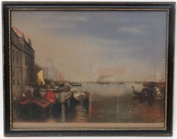 John Cother Webb after JMW Turner , Coloured mezzotint,: John Cother Webb after JMW Turner , Coloured mezzotint, ' The Grand Canal, Venice ', Signed by Webb lower right, bears blind stamp lower left, 13 3/4 x 17 3/4''.