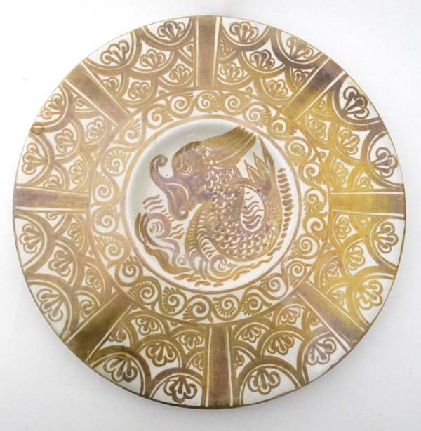 A William De Morgan Arts and Crafts charger, decorated (1 of 5)