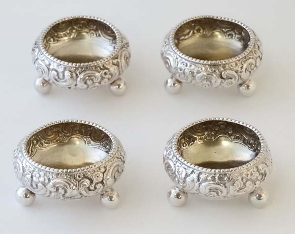 A set of four Victorian silver salts of circular form (1 of 3)