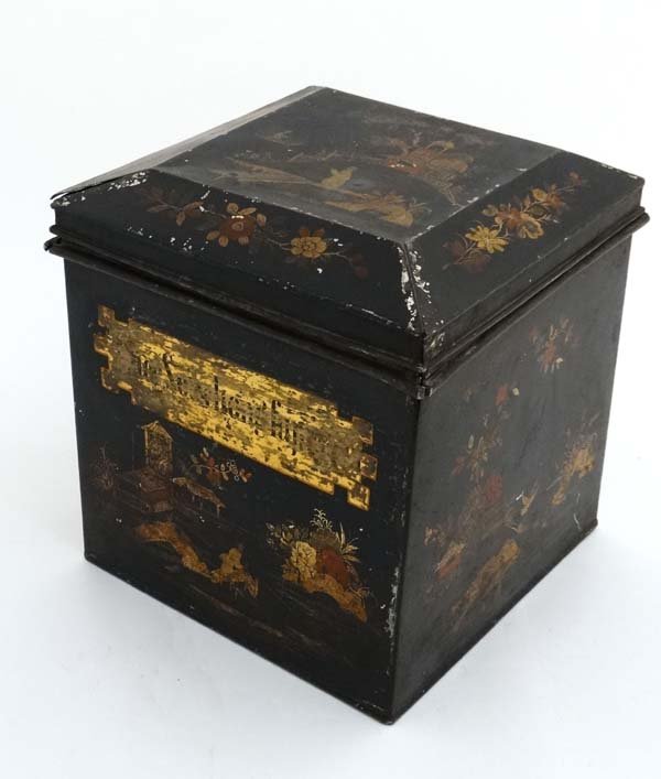 A  Chinese 18thC style Toileware tea tin / caddy , (1 of 6)