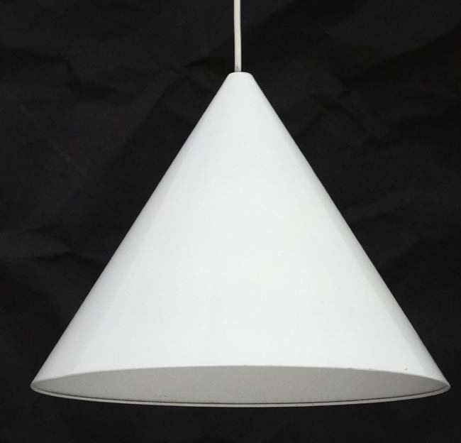 Vintage Retro : a Danish Pendant ' Kegle ' lamp / light: Vintage Retro : a Danish Pendant ' Kegle ' lamp / light with white livery and made by LYFA by an unspecified designer , 11 1/4'' x 14 1/4'' diameter