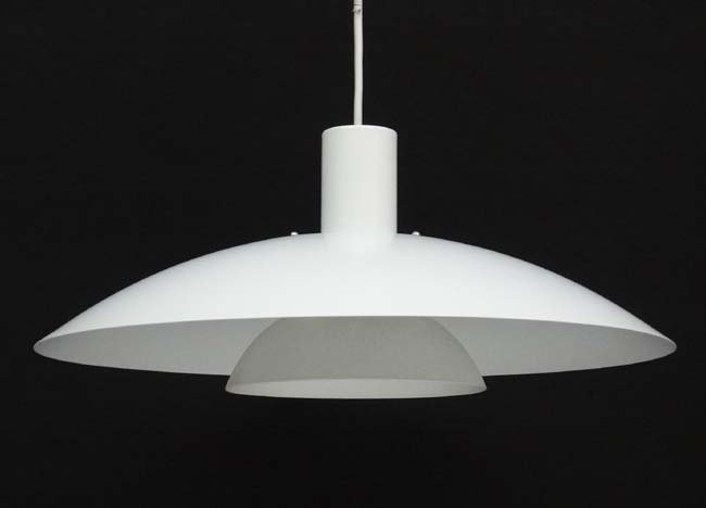 Vintage Retro : A Danish LYFA pendant lamp, type 4175: Vintage Retro : A Danish LYFA pendant lamp, type 4175 with white livery , further under tier louvre and 17 1/4'' diameter