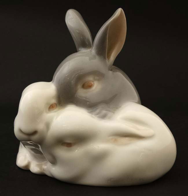 A Royal Copenhagen figure group formed as three rabbits (1 of 7)