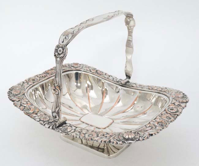 An Old Sheffield plate cake basket with floral (1 of 5)