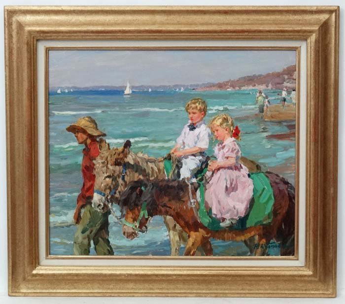 Yuri Krotov (b.1964), Oil on canvas, ''Donkey ride'',: Yuri Krotov (b.1964), Oil on canvas, ''Donkey ride'', Signed lower right. 18 1/4 x 21 3/4''