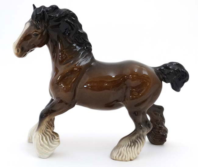 A Beswick model of a cantering Bay Shire horse in gloss (1 of 6)