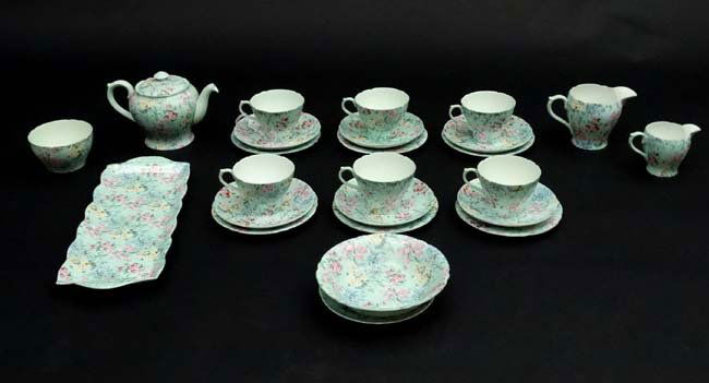 A collection of Shelley '' Melody '' pattern tea wares, (1 of 9)