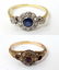 An 18ct gold ring set with central sapphire bordered by