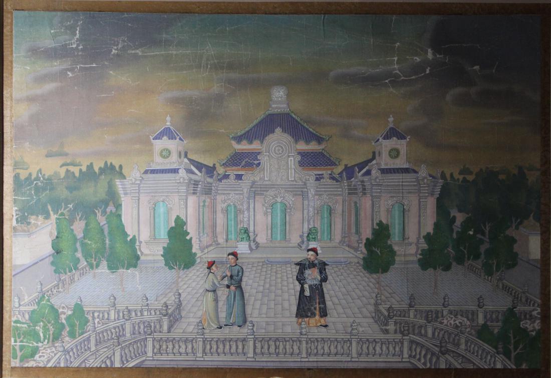 Pair Chinese Painting on Silk of Court Scene (1 of 8)